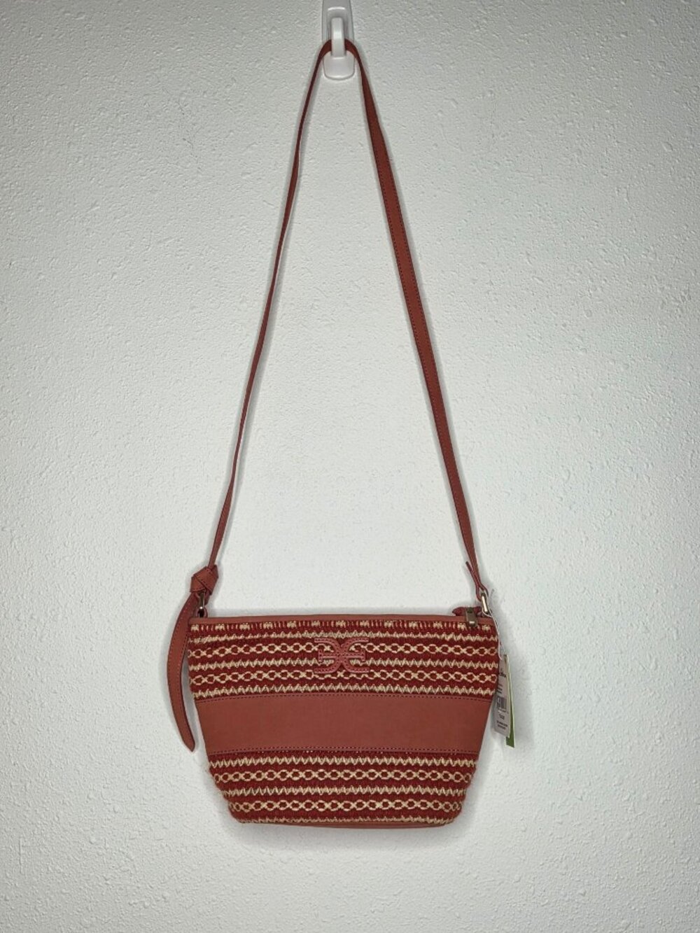 Sam Edelman Khiara Leather Espadrille Fan Crossbody Bag - Burnt Orange